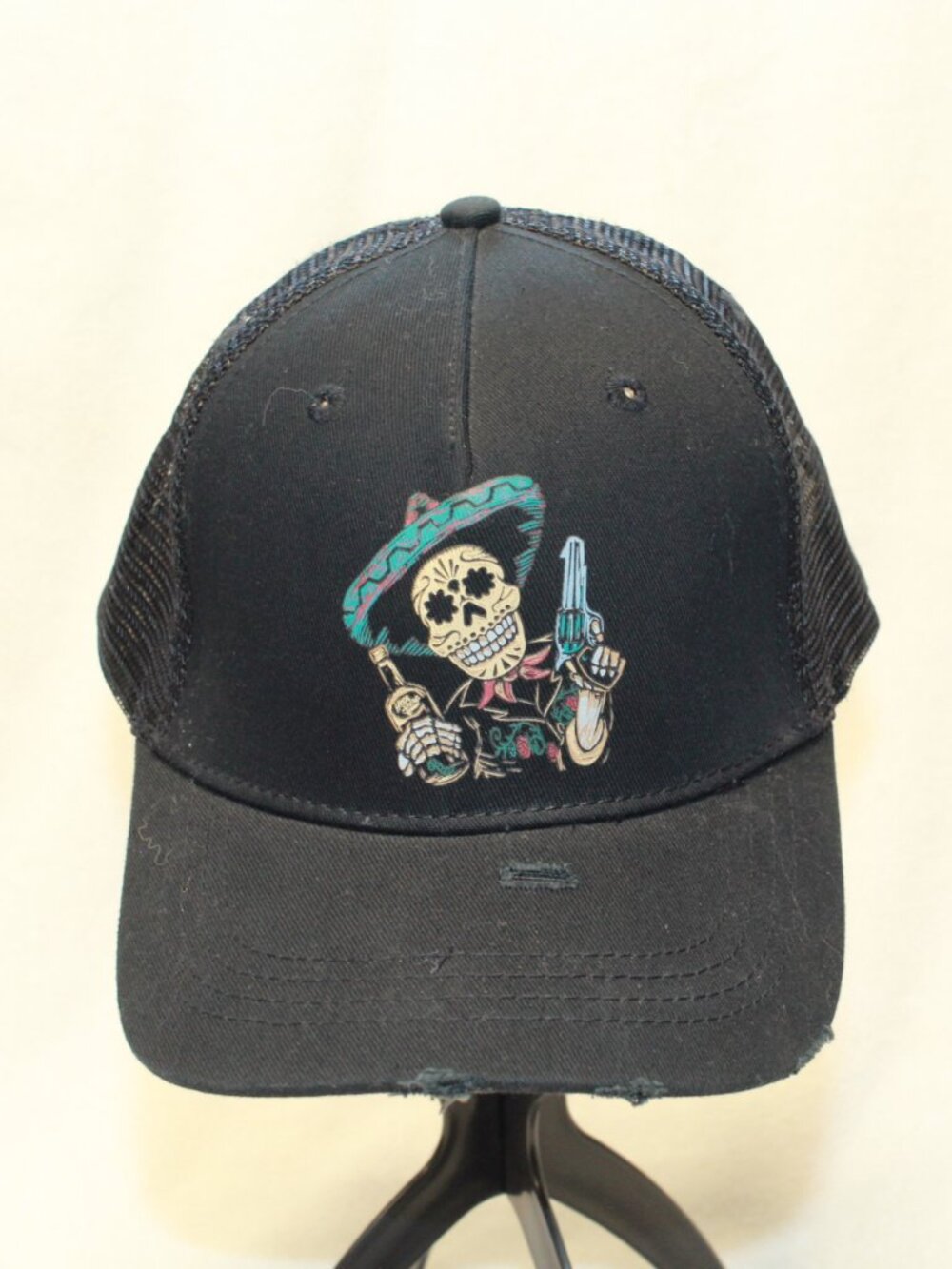 Moonshine Spirit Brad Paisley Distressed Whiskey Sombrero Skull Trucker Hat
